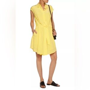 NWOT $395 TORY BURCH Gigi Cap Sleeve Silk Shirtdress Dress Lemon Curd Sz 10